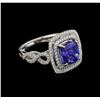 Image 1 : 18KT White Gold 3.33 ctw Tanzanite and Diamond Ring