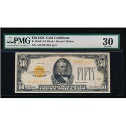 1928 $50 Gold Certificate PMG 30
