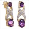 Image 1 : Plated 18KT Yellow Gold 3.18ctw Amethyst and Diamond Earrings
