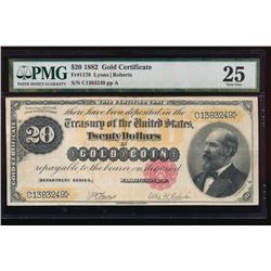1882 $20 Gold Certificate PMG 25