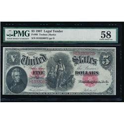 1907 $5 Legal Tender Note PMG 58