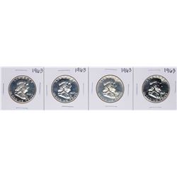Lot of (4) 1963 Proof Franklin Half Dollar Coins