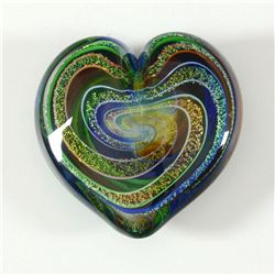 Glass Eye Studios, "Heart of Fire (Golden Rainbow)" Hand Blown Glass Paperweight (Second).