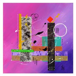 George Marlowe, "Structured" Hand Signed Original Acrylic Painting on Canvas with Certificate of Aut