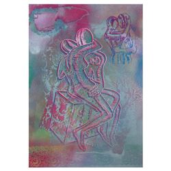 Mark Kostabi, "Atmospheric Reverie" Mixed Media Original Painting; Hand Signed, with COA.