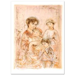  Lotte and Her Children  Limited Edition Lithograph (27  x 37.5 ) by Edna Hibel (1917-2014), Numbere