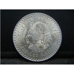 1947 Mexico Silver Cinco Pesos CH BU Flashy