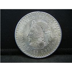 1947 Mexico Silver Cinco Pesos CH BU Flashy