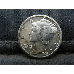 1916 Mercury Dime AU First Year Issue