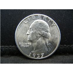 1937 D Silver Washington Quarter Gem BU Flashy