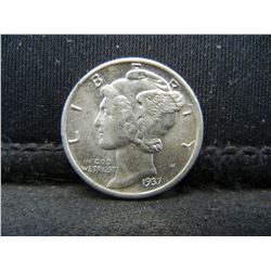 1937 Mercury Dime CH BU