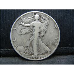 1938 D Walking Liberty half dollar VF/XF