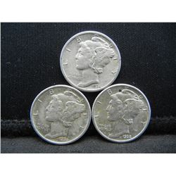 (2) 1936 and 1938 Mercury Dimes AU