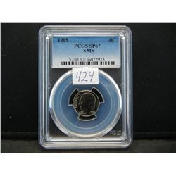 1965 PCGS SP67 SMS United States Roosevelt Dime