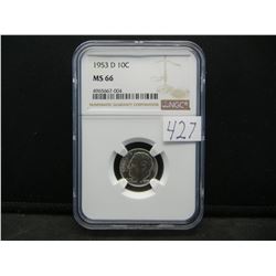 1953-D NGC MS66 United States Roosevelt Silver Dime