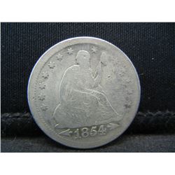 1854 United States Seated Liberty Silver Quarter w/ Arrows