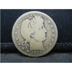 1916-D United States Barber Silver Quarter