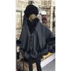 Image 1 : Courtesy of Muscalus Furs a Beautiful Black Cashmere Cape with Fox Trim