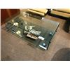 Image 1 : MODERN DESIGN GLASS COFFEE TABLE WITH CASTERS AND MATCHING END TABLE