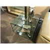 Image 2 : MODERN DESIGN GLASS COFFEE TABLE WITH CASTERS AND MATCHING END TABLE