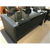 Image 1 : BLACK LEATHER AND SMOKED GLASS WRITING DESK WITH DESK LAMP, RP: $6,999