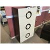 Image 1 : WHITE LEATHER TEXTURED 6 DRAWER HIGHBOY WITH CHROME ACCENTS