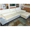 Image 1 : WHITE LEATHER L-SHAPE SECTIONAL SOFA WITH CHROME ACCENTS, RP: $6,999