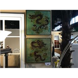 PAIR OF TRADITIONAL CHINESE DRAGON DESIGN WALL ART PIECES, APPROX. 1.5’ EACH