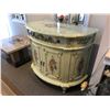Image 1 : CREAM FLORAL MOTIF HAND PAINTED CURVED FRONT HALLWAY CABINET