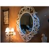 Image 1 : WHITE AND GOLD TRADITIONAL STYLE OVAL WALL MIRROR, RP: $1,999