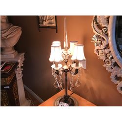 TRADITIONAL DESIGN 4 HEAD CRYSTAL AND BRONZE CANDELABRA TABLE LAMP, RP: $1,299