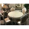 Image 1 : POLREY STONE TOP TRADITIONAL DESIGN ROUNDING DINING TABLE WITH 4 MATCHING TUFTED LEATHER DINING