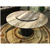 Image 1 : MARBLE TOP AND LEATHER ACCENTED BASE DINING TABLE WITH LAZY SUSAN