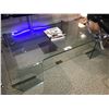 Image 1 : ALL GLASS CURVED EDGE COFFEE TABLE, APPROX. 5’ X 3’, RP: $1,999