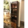 Image 1 : DARK WOOD 4 TIER LIGHTED DISPLAY CABINET WITH LOWER CABINET, APPROX. 6.5’ TALL