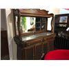 Image 1 : DARK WOOD TRADITIONAL STYLE CHINA BUFFET WITH HUTCH, INTEGRATED POWER ROUTING, VELVET SHELVES,
