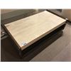 Image 1 : STONE AND TIGER WOOD COFFEE TABLE WITH CHROME ACCENTS, 5’ X 2.5’, RP: $3,999