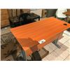 Image 1 : DARK MAPLE 4’ X 2’ WRITING DESK WITH 3 DRAWER PEDESTAL AND CHAIR