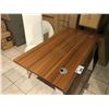 Image 1 : TEAK FINISH WITH WHITE ACCENT 4’ WRITING DESK WITH WHITE LEATHER CHAIR