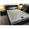 Image 2 : DARK LEATHER QUEEN SIZE BED FRAME WITH PAIR OF MATCHING NIGHT STANDS AND MATCHING 3' CABINET