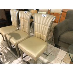 LIGHT BROWN TUFTED LEATHER DINING CHAIR