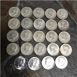 Collection of Silver Coins, 1964 &1965 Kennedy Half Dollars