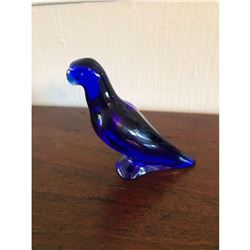 Baccarat Crystal Cobalt Blue Parrot Figurine Statue