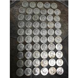 Collection of Silver Coins, 1969 Kennedy Half Dollars