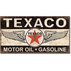 Texaco Motor Oil Gasoline Winged Logo Metal Advertising Sign