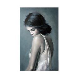 Beautiful Young Girl Signed Oil Painting