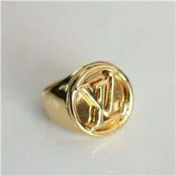 Louis Vuitton Gold LV Logo Ring