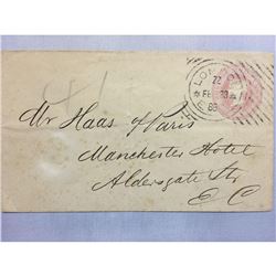 1800s London Original Postmarked Handwritten Envelope with Letter