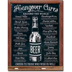 Vintage-Style Metal Pub Bar Sign, Hangover Cures