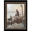 Image 1 : Vintage 20thc Pressed Wood Print, Dutch Landscape Scene